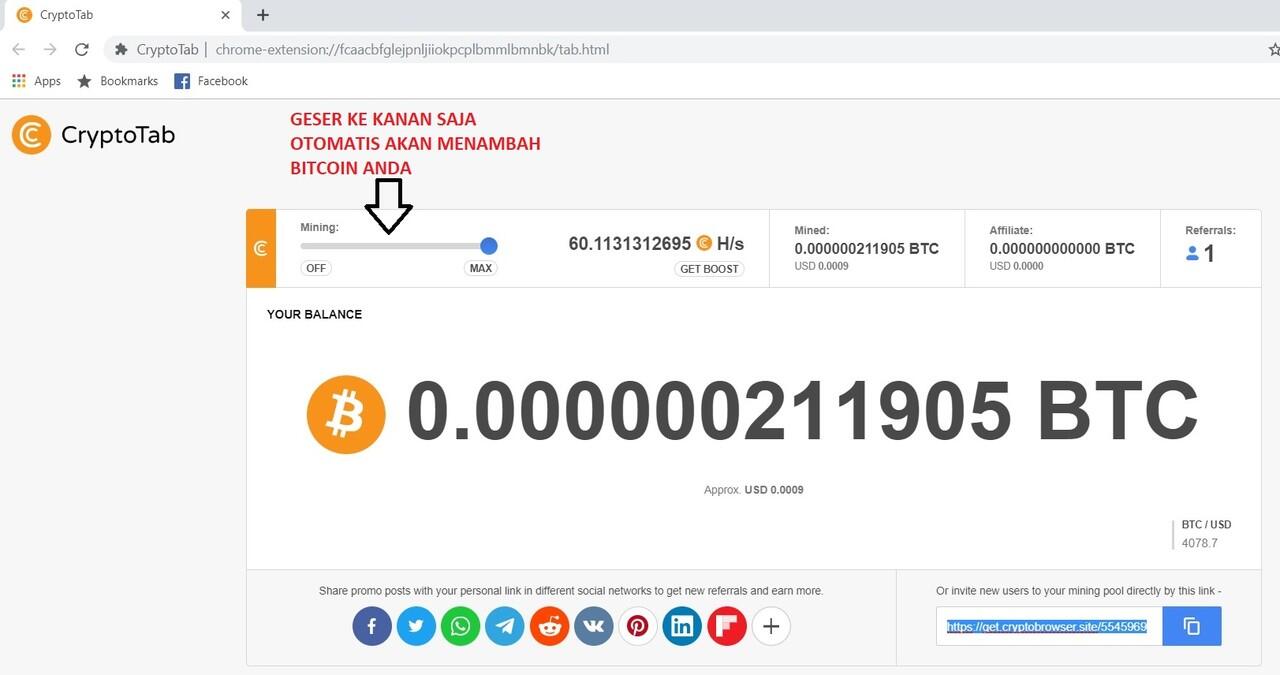 Mining BITCOIN dari CryptoTab - Penawaran Join Jadi Affiliate !!