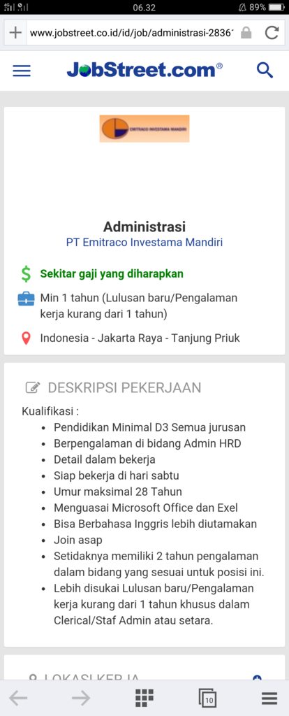 Terlihat meyakinkan lowongan kerja PT EMITRACO INVESTAMA MANDIRI
