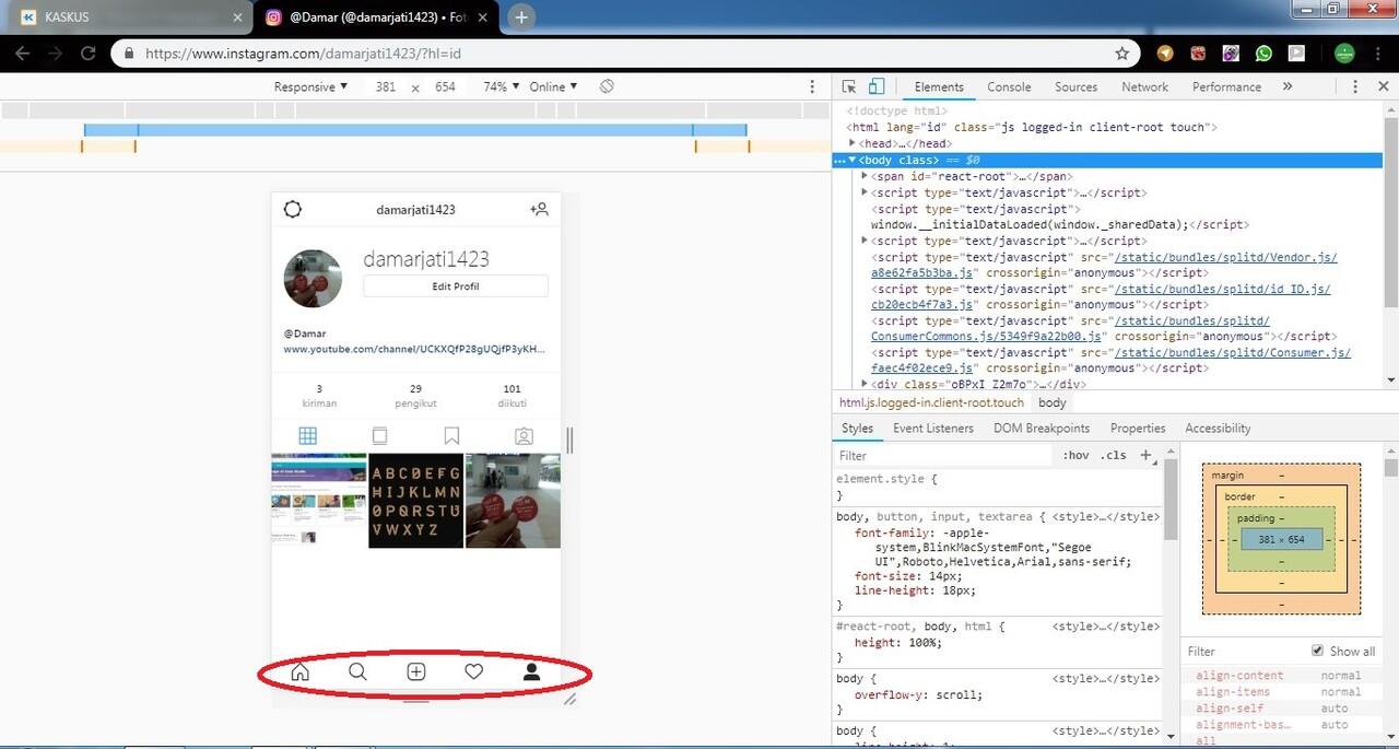 Cara upload gambar di instagram via google chrome Browser