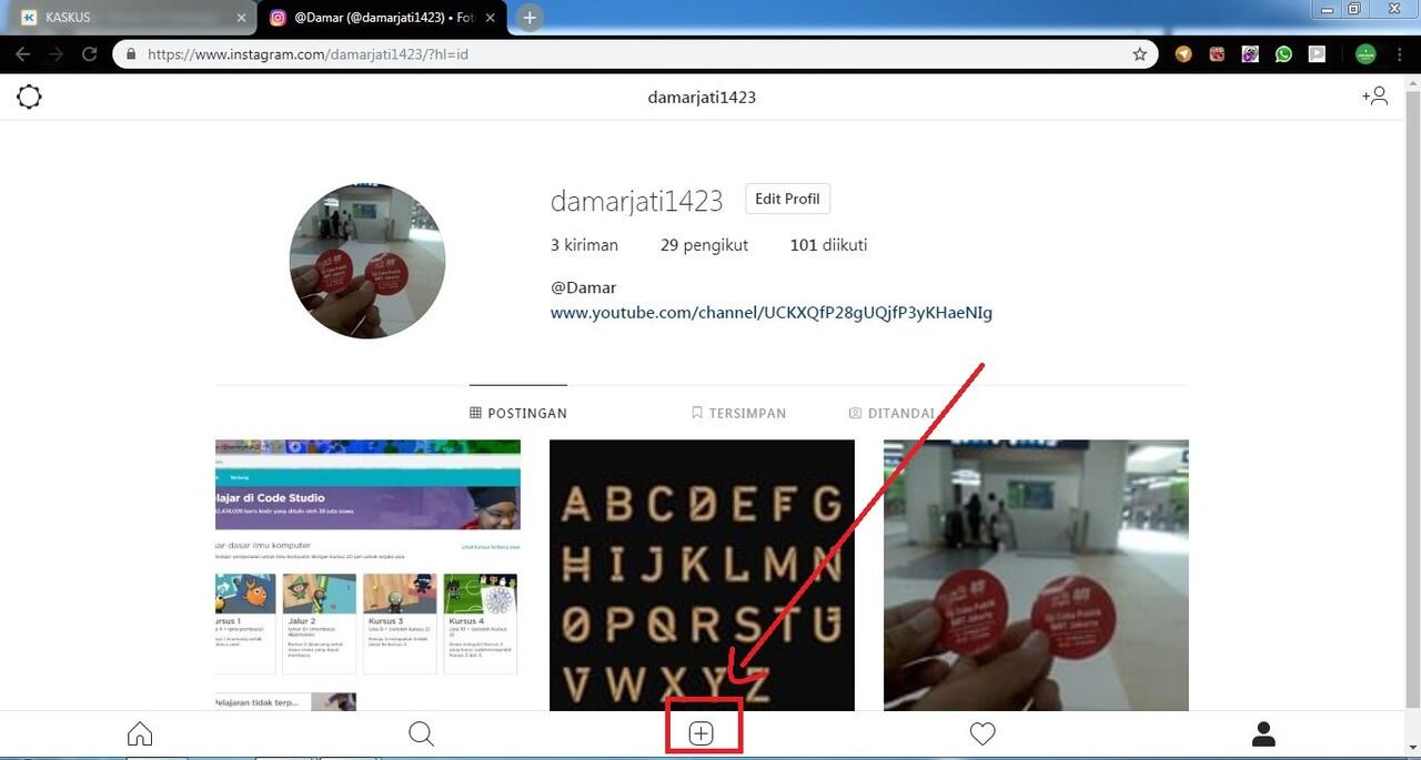 Cara upload gambar di instagram via google chrome Browser