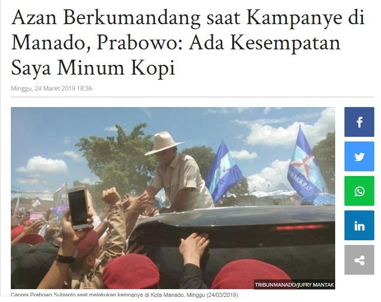 Prabowo Izin Ngopi Saat Jeda Azan, BPN Jelaskan Duduk Perkaranya