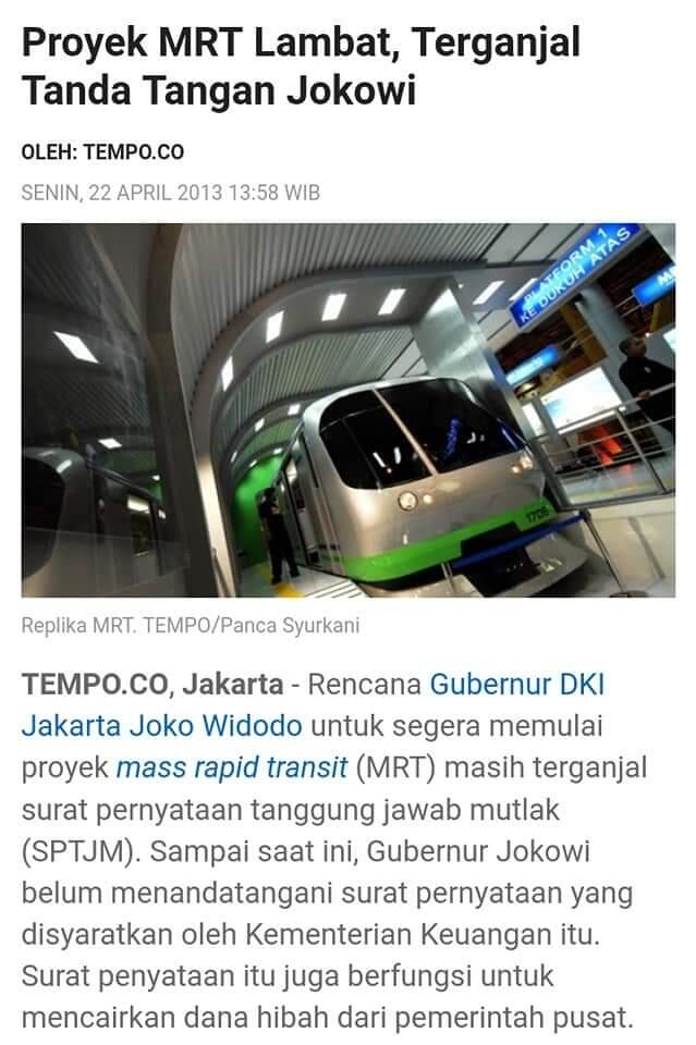 Jajal MRT Jakarta, Jokowi: Kita Terlambat Membangun
