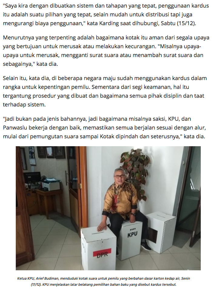Kotak Suara Kardus di Cilacap Dimakan Rayap