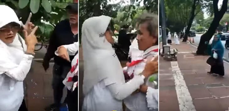 Ini Penyebab Emak Emak Prabowo dan Jokowi Berkelahi di Trotoar