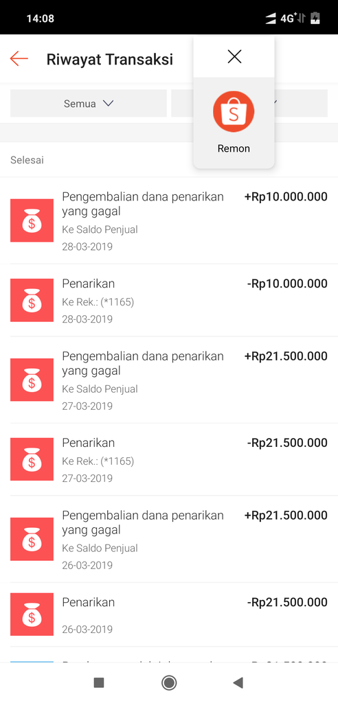 Dana SHOPEE tidak cair