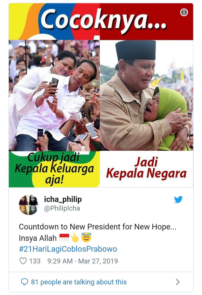 Lucunya Meme Jokowi vs Prabowo Dalam #21HariLagiCoblosPrabowo