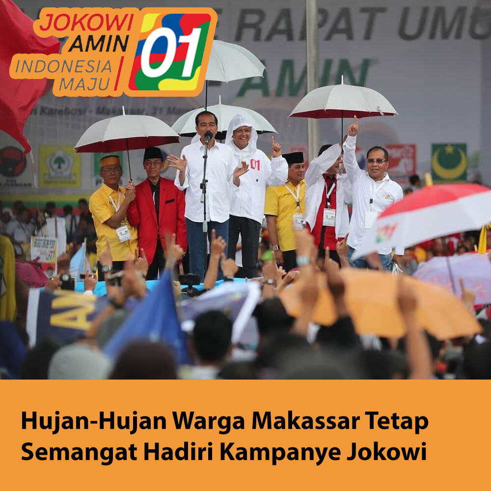 Jokowi Tetap Orasi Kampanye Meski Hujan Mengguyur