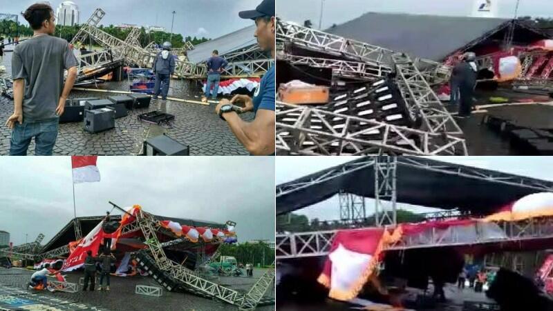 Tak hanya Kampanye Jokowi, Tenda Acara Melukis Wajah Puan Maharani di Solo Juga Roboh