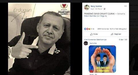 CEK FAKTA: Presiden Turki Erdogan Pose Dua Jari Dukung Prabowo - Sandiaga