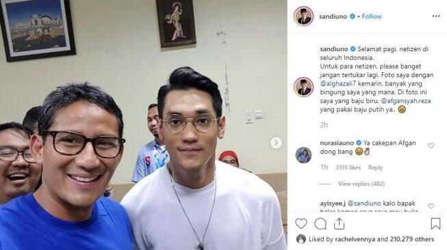 Foto Bareng Afgan, Sandiaga Uno : Please Banget Jangan Tertukar