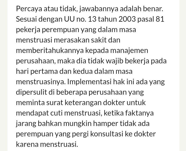 Wanita Berhak Mendapat Cuti Haid, Banyak Perusahaan Tutup Mata