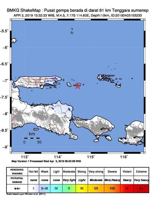 Dua Hari Kabupaten Sumenep Diguncang 3 Kali Gempa