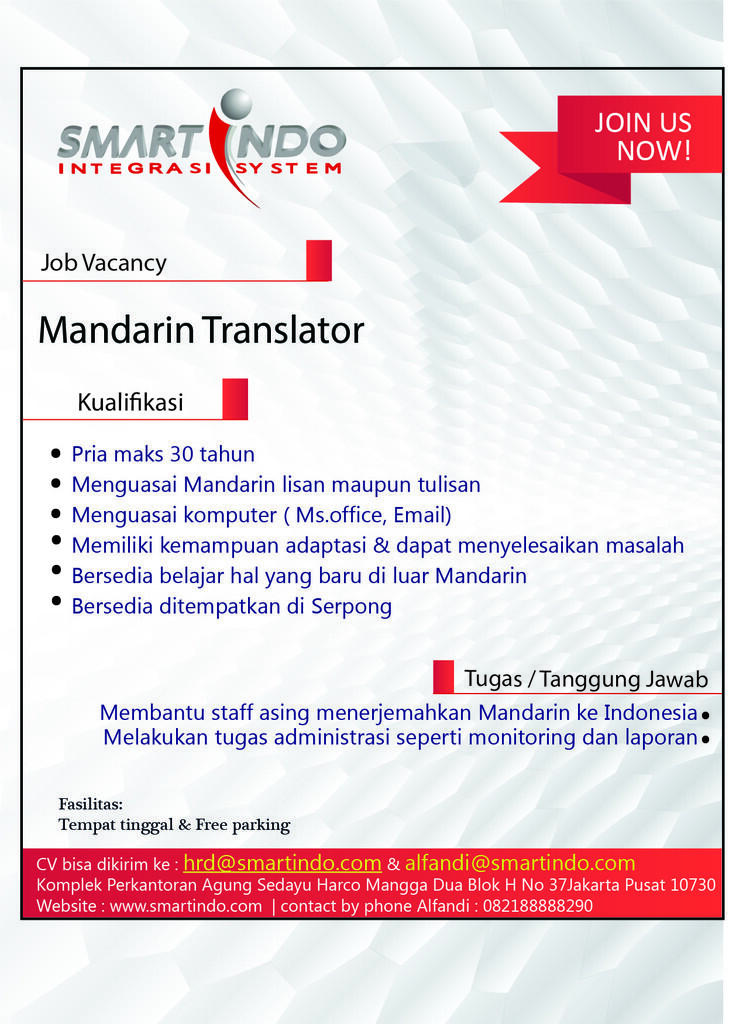 Lowongan Kerja Mandarin Translator | KASKUS