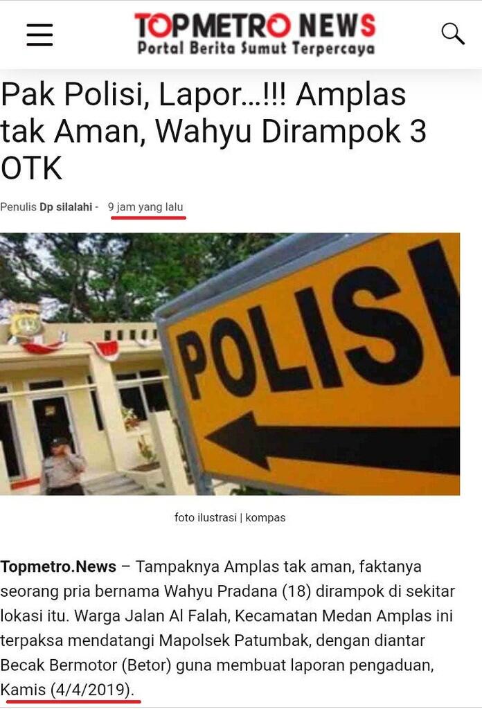 Lapor Pak Polisi..!!! Amplas tak Aman, Wahyu Dirampok 3 OTK