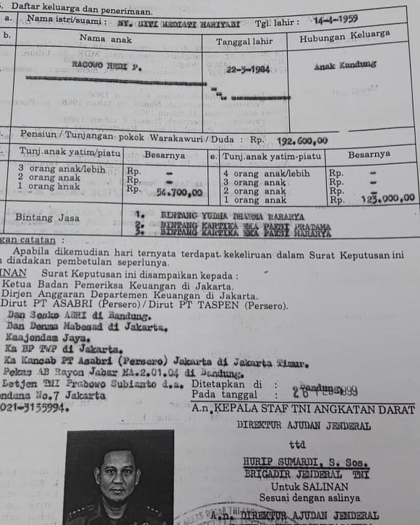 Prabowo Tak Pernah Ambil Uang Pensiun dari TNI Sejak 1998