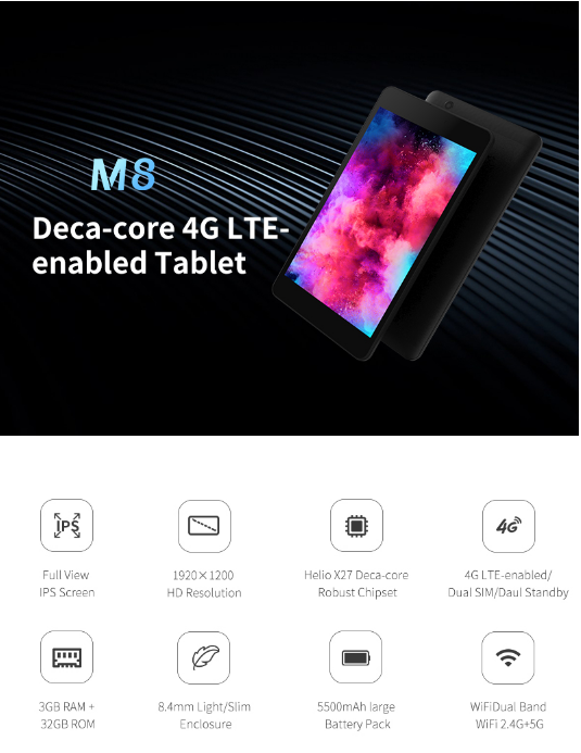 Alldocube M8 Hands-on: Tablet Helio X27 dual 4G/LTE (video)