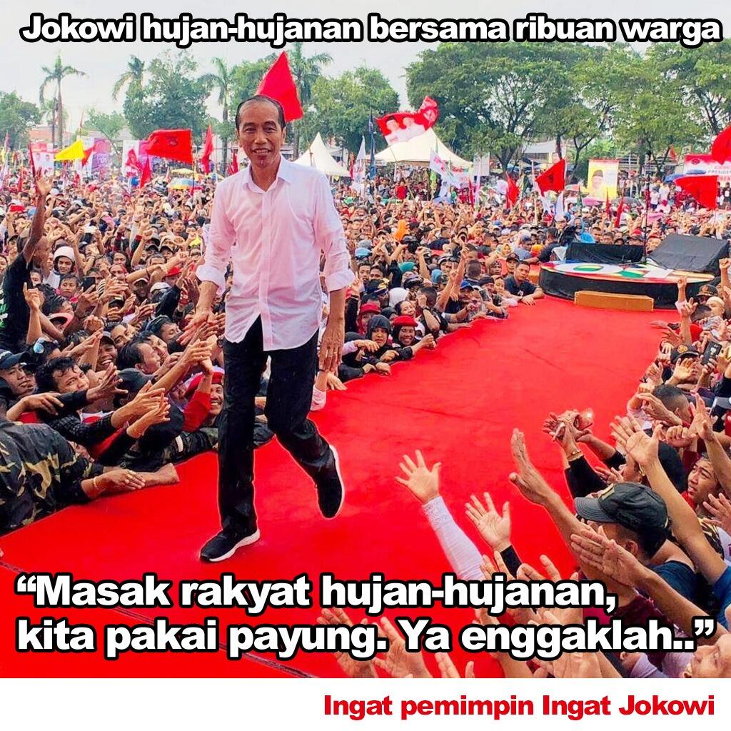 Hujan-hujanan, Jokowi Optimistis Raup 75 Persen di Tegal