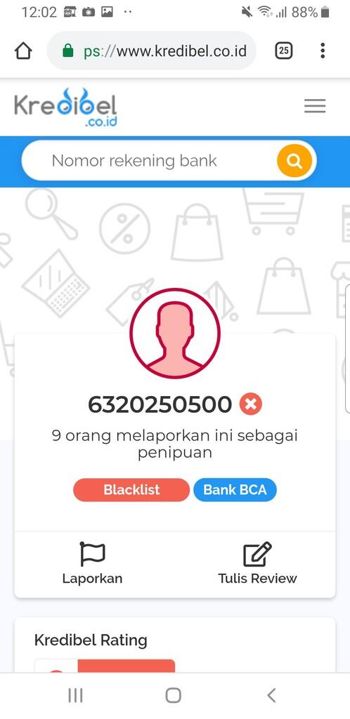 Penipuan TICKANDCHICK Rekening BCA 6320250500 a/n Gabriella Prissila