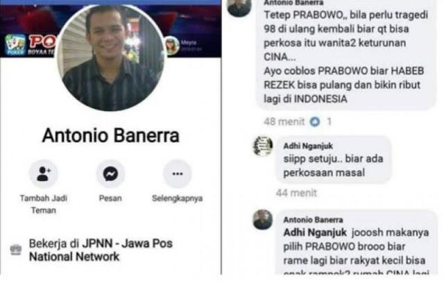 Ini Identitas Antonio Banerra, Penghasut Terulangnya Kerusuhan 1998