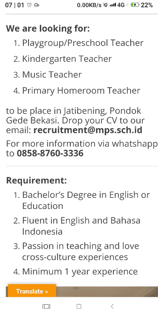 &#91;BEKASI&#93; PGPS, KG, Primary, Music Teacher in MPS Jatibening