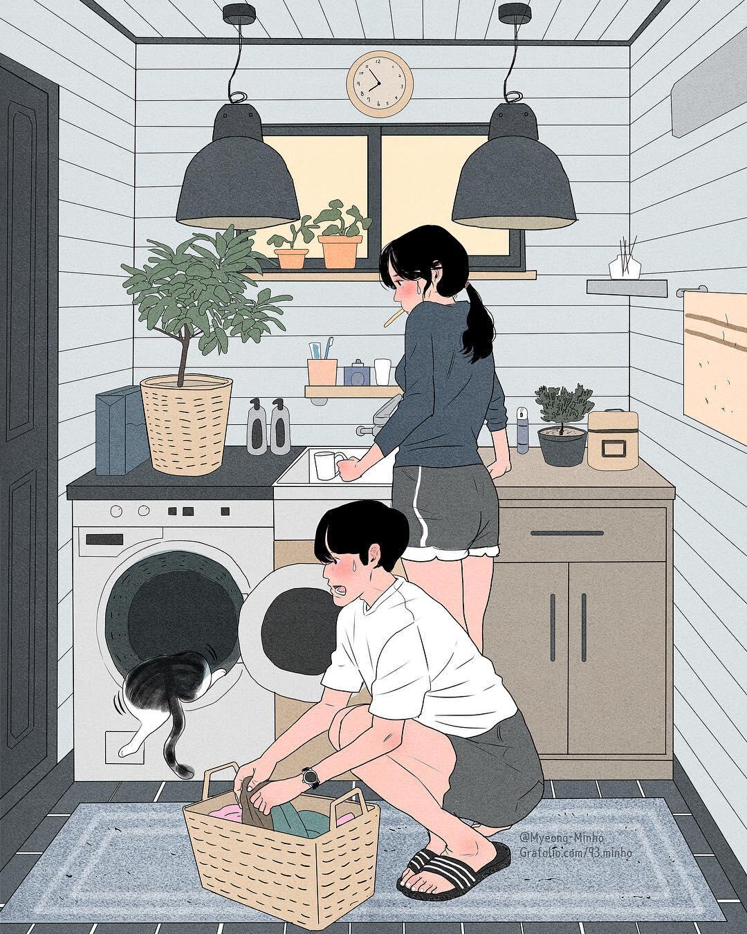 11 Ilustrasi Pasangan Baru Nikah Ini Bikin Gemas, Manjanya Itu Lho!