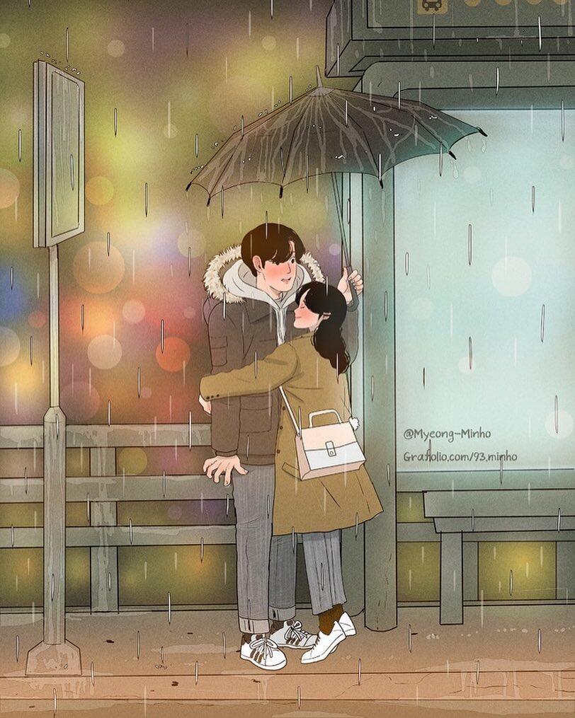 11 Ilustrasi Pasangan Baru Nikah Ini Bikin Gemas, Manjanya Itu Lho!