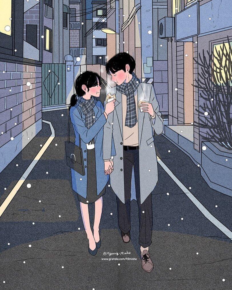 11 Ilustrasi Pasangan Baru Nikah Ini Bikin Gemas, Manjanya Itu Lho!