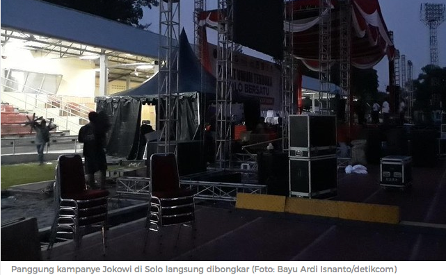 Demi Prabowo, Panggung Kampanye Jokowi di Solo Langsung Dibongkar