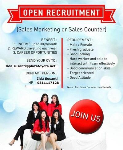 💰 Lowongan Kerja | Sales Marketing & Sales Counter | PLAZA TOYOTA Tendean JAKSEL 💰