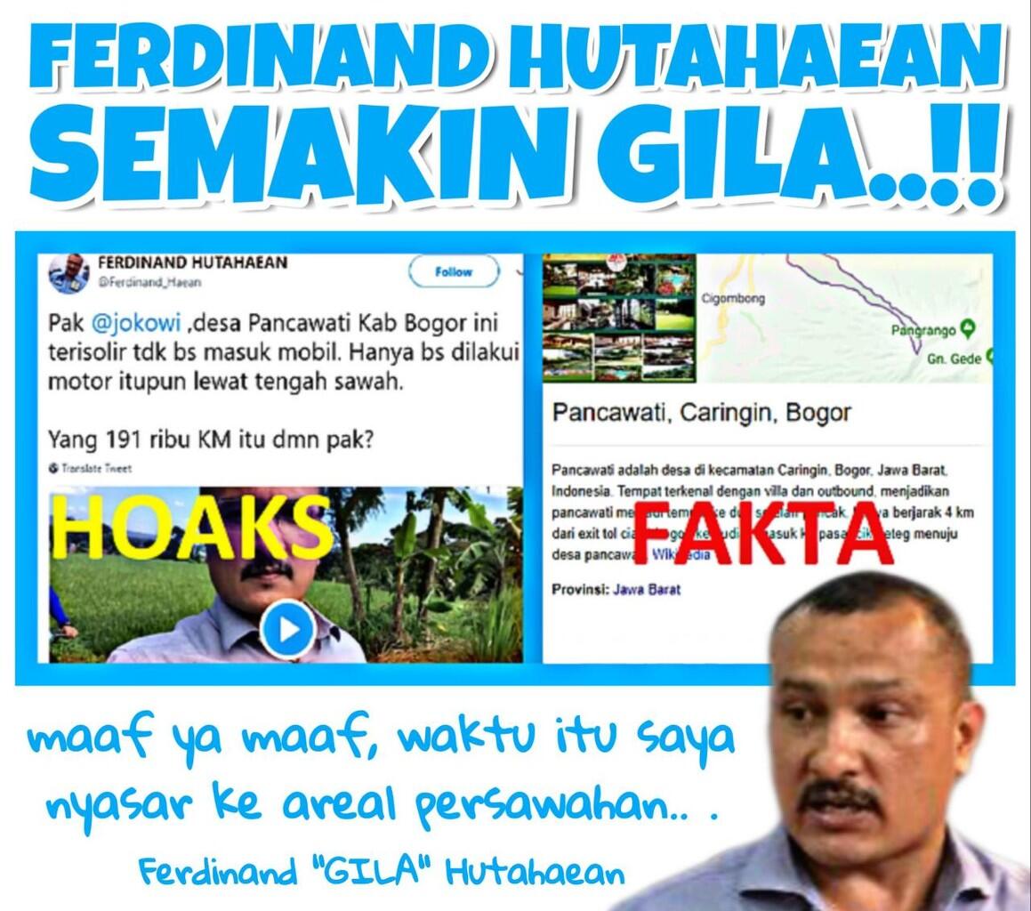 Sebut Desa Pancawati Terisolir, Ferdinand Hutahaean Tebar Hoaks