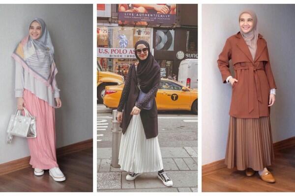 10 Padu Padan Rok Accordion ala Zaskia Sungkar buat Cewek Berhijab
