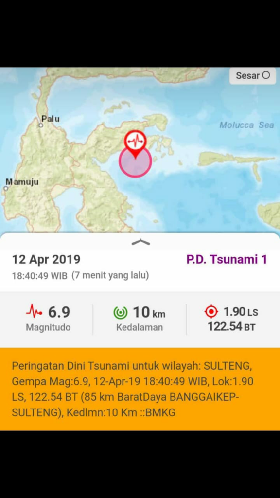 Gempa Magnitudo 6.9 Mengguncang BanggaiKep-Sulawesi Tengah