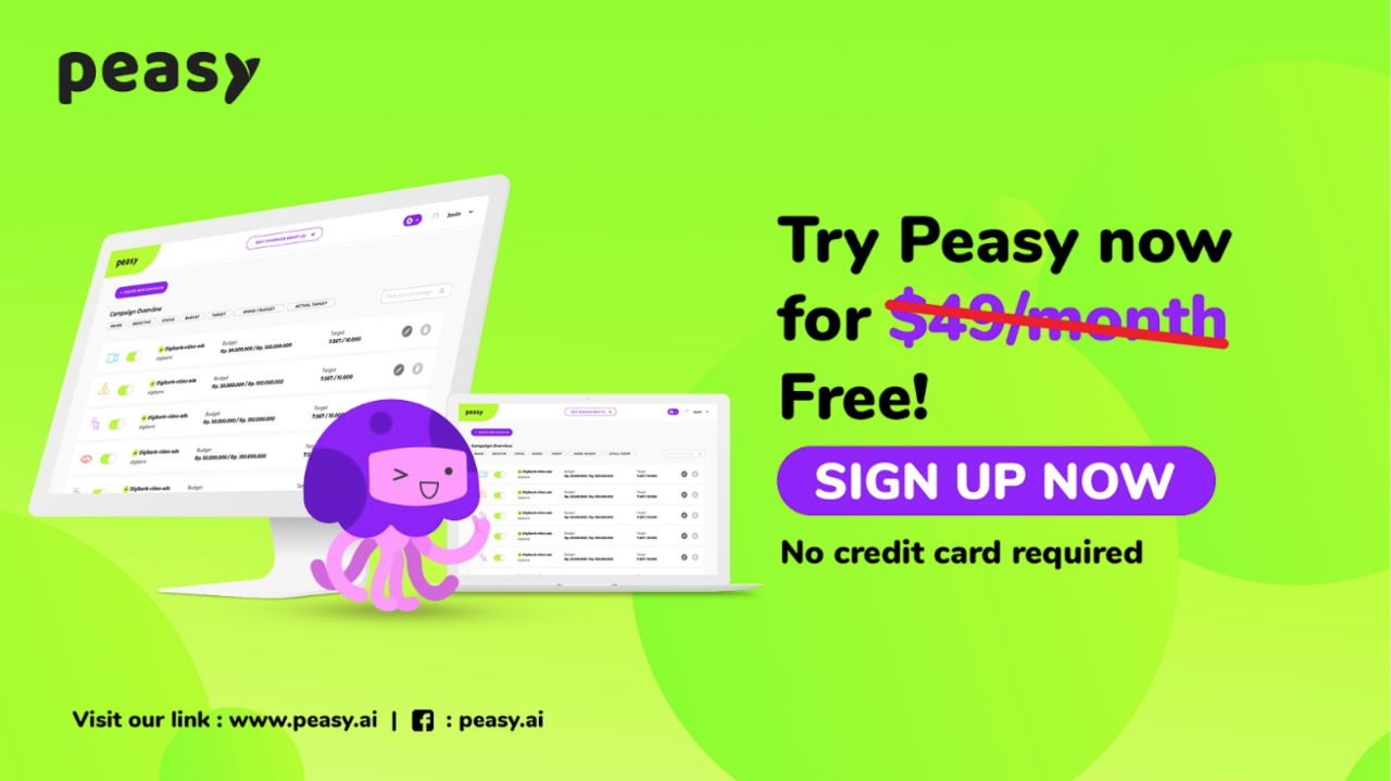 Peasy.AI - Tools Optimasi Iklan Google Ads, Facebook Ads, dan Instagram Ads