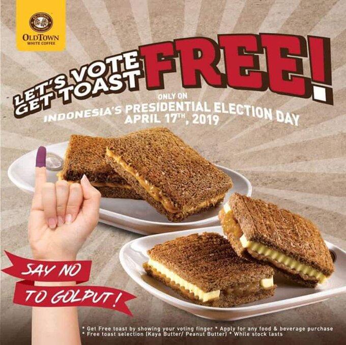 Kumpulan Promo Diskon Pemilu 2019, Makanya Jangan Golput!