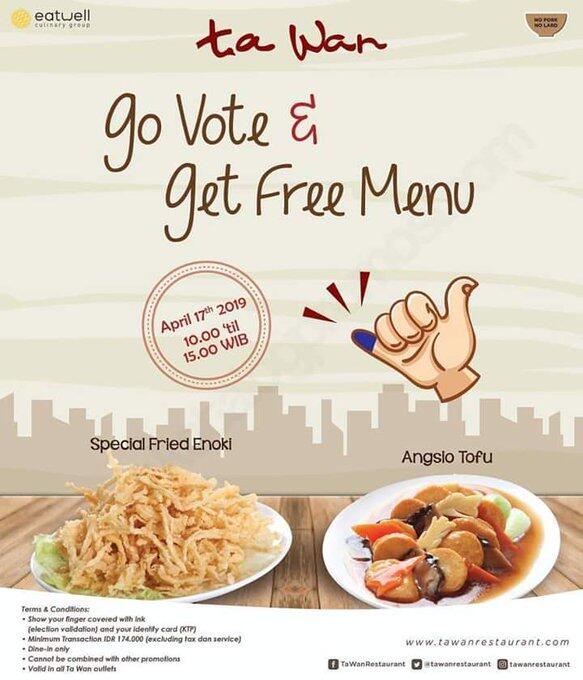 Kumpulan Promo Diskon Pemilu 2019, Makanya Jangan Golput!