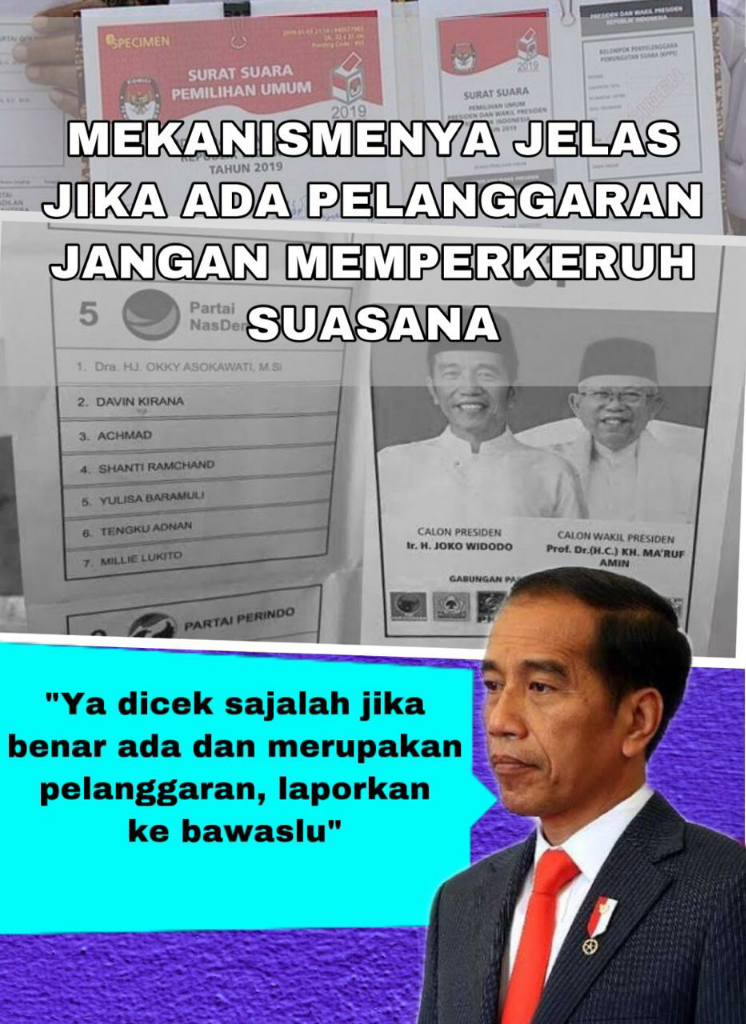 Tegas, Jokowi Meminta Temuan Surat Suara Tercoblos di Malaysia Dilaporkan ke Bawaslu