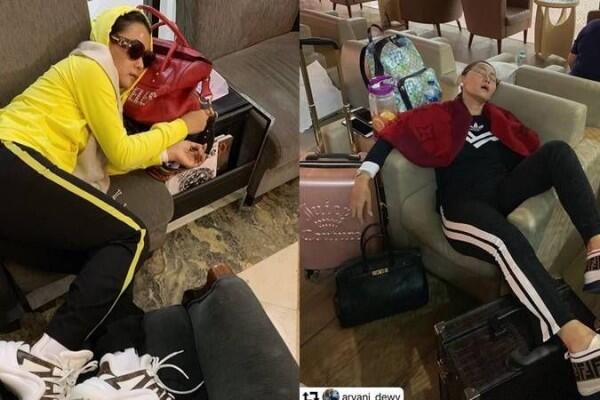 10 Potret Inul Daratista Ketiduran di Bandara, No Jaim-jaim Club Deh!