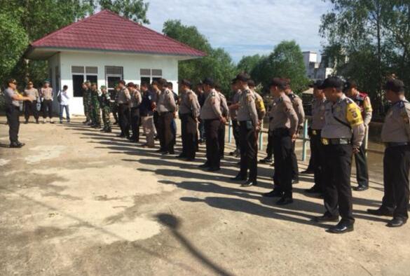 Kapolsek Makarti Jaya Pimpin Apel Gabungan Pengamanan Kunker Gubernur Sumsel