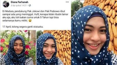 Viral !! Status Wanita Cantik Ini Membuat Adem Suasana Politik Yang Panas Saat Ini