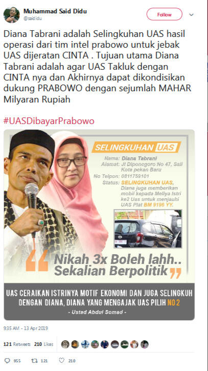 Akun Twitter Said Didu Diretas, Sudutkan Ustaz Abdul Somad