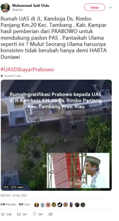 Akun Twitter Said Didu Diretas, Sudutkan Ustaz Abdul Somad