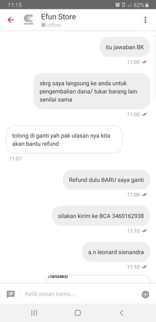 Awas Penjual Bukalapak Efun Store