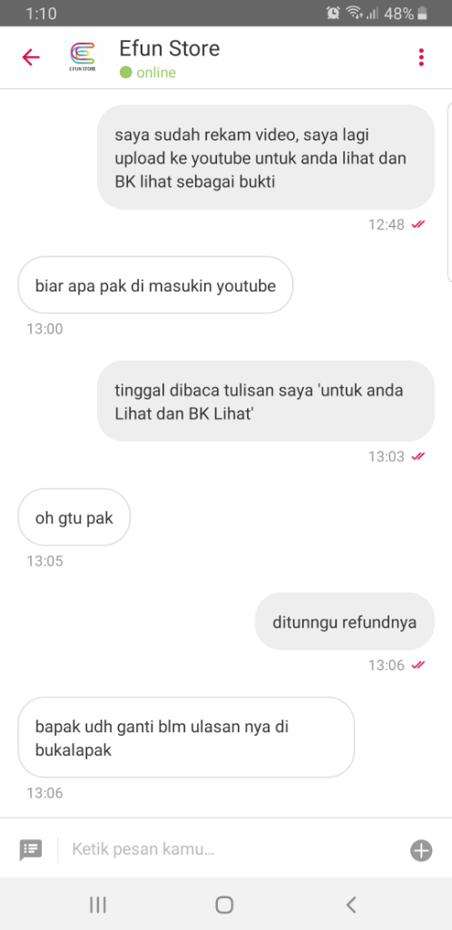Awas Penjual Bukalapak Efun Store