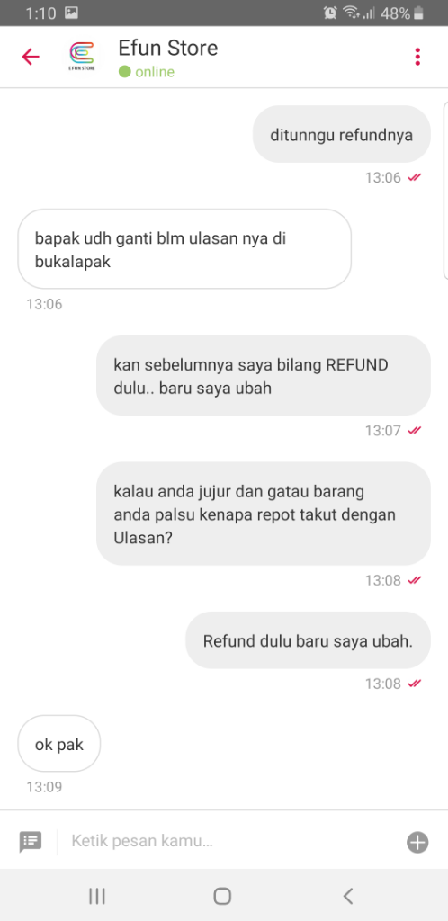 Awas Penjual Bukalapak Efun Store