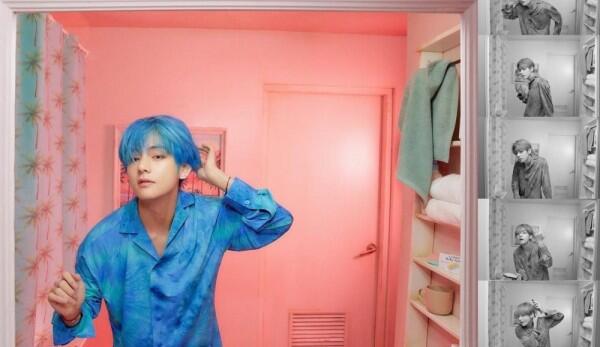 10 Pesona V BTS dengan Rambut Biru, Mirip Atta Halilintar?