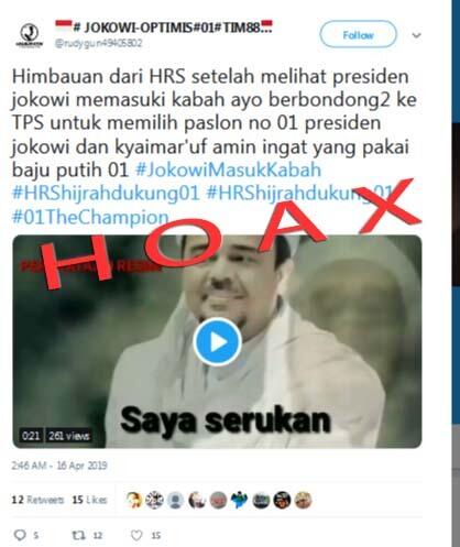 Viral Video Habib Rizieq Serukan Coblos 01, FPI: Hoaks, itu Editan Cebong Gila