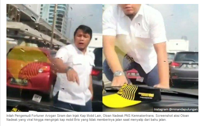 Inilah Pengemudi Fortuner Arogan Siram dan Injak Kap Mobil Lain, Oloan Nadeak