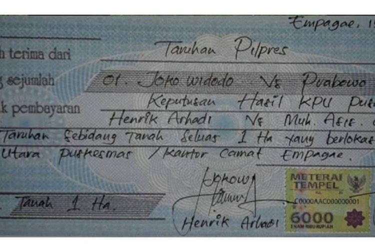 Dua Pria Pendukung Jokowi dan Prabowo Taruhan Tanah 1 Hektar dalam Pilpres