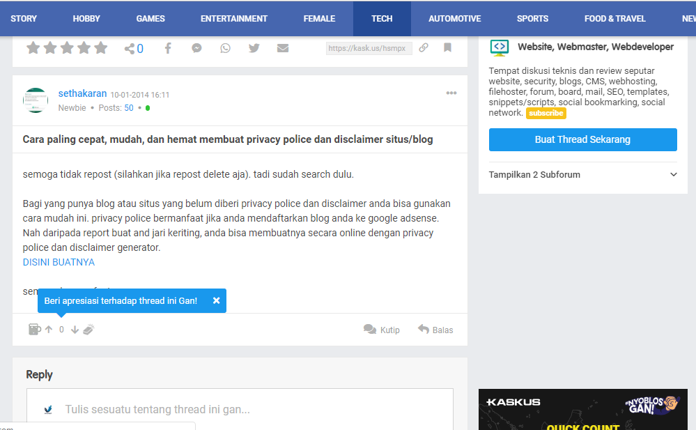 Cara Cepat Membuat Disclaimer untuk Website dan Blog