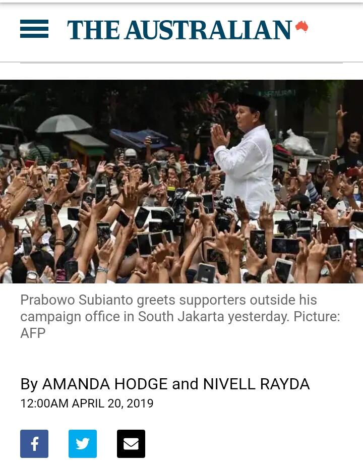 Australia : Loser Prabowo claims victory on Indonesia
